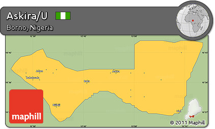 Savanna Style Simple Map of Askira/U, single color outside