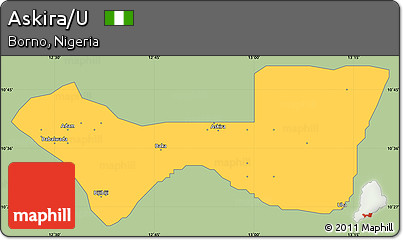 Savanna Style Simple Map of Askira/U, single color outside