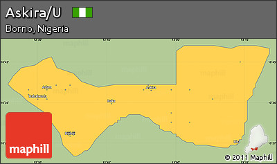 Savanna Style Simple Map of Askira/U, single color outside