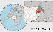 Gray Location Map of Damboa, highlighted country, highlighted parent region
