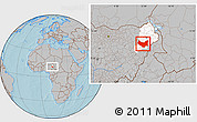 Gray Location Map of Damboa, highlighted parent region, hill shading