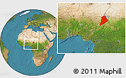 Satellite Location Map of Borno, within the entire country