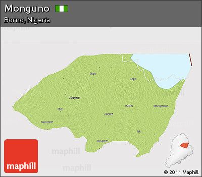 Physical 3D Map of Monguno, cropped outside