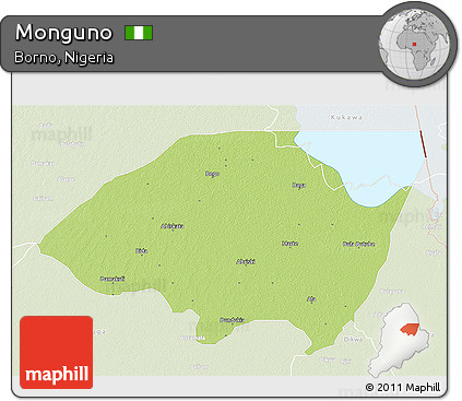 Physical 3D Map of Monguno, lighten