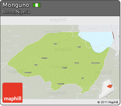 Physical 3D Map of Monguno, lighten, semi-desaturated