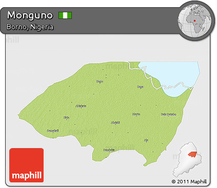 Physical 3D Map of Monguno, single color outside