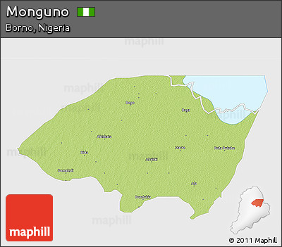 Physical 3D Map of Monguno, single color outside