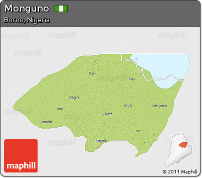 Physical 3D Map of Monguno, single color outside