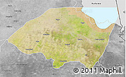Satellite 3D Map of Monguno, desaturated