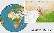 Satellite Location Map of Monguno, highlighted country
