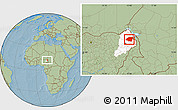 Savanna Style Location Map of Monguno, highlighted parent region, hill shading