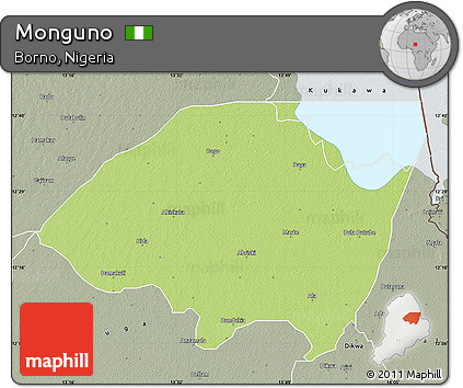Physical Map of Monguno, semi-desaturated