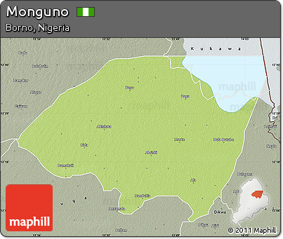 Physical Map of Monguno, semi-desaturated