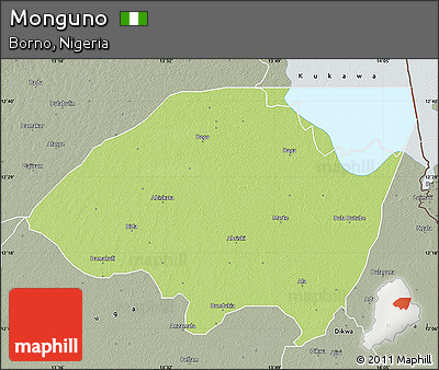 Physical Map of Monguno, semi-desaturated