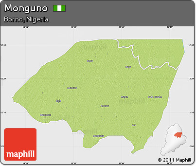 Physical Map of Monguno, single color outside