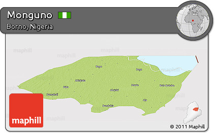 Physical Panoramic Map of Monguno, cropped outside