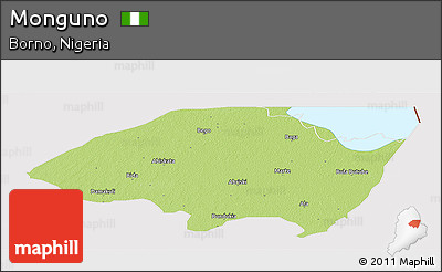 Physical Panoramic Map of Monguno, cropped outside