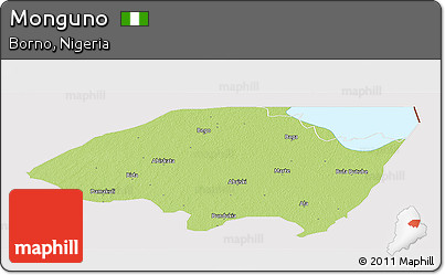 Physical Panoramic Map of Monguno, cropped outside