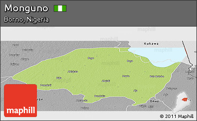 Physical Panoramic Map of Monguno, desaturated