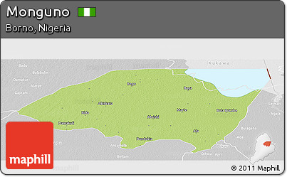 Physical Panoramic Map of Monguno, lighten, desaturated