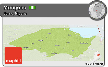 Physical Panoramic Map of Monguno, lighten