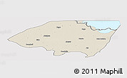 Shaded Relief Panoramic Map of Monguno, single color outside