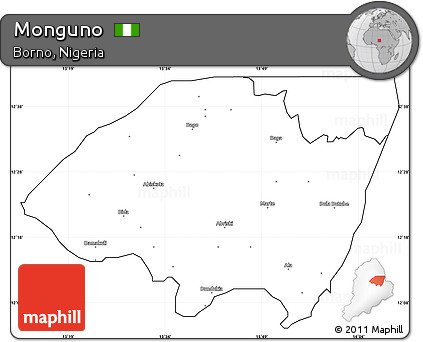 Blank Simple Map of Monguno, cropped outside