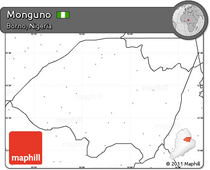 Blank Simple Map of Monguno, no labels