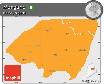Political Simple Map of Monguno, single color outside