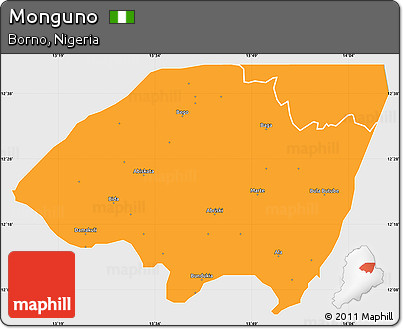 Political Simple Map of Monguno, single color outside