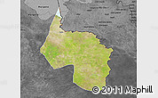 Satellite 3D Map of Ngala, darken, desaturated