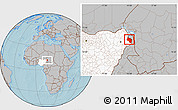 Gray Location Map of Ngala, highlighted country, hill shading