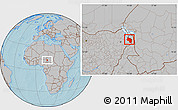 Gray Location Map of Ngala, hill shading