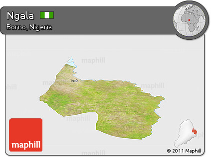 Satellite Panoramic Map of Ngala, single color outside