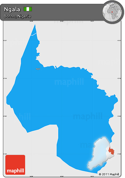 Political Simple Map of Ngala, single color outside