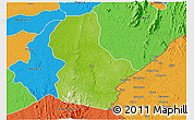 Physical 3D Map of Ikom, political outside