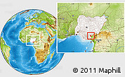 Physical Location Map of Ikom, highlighted country, within the entire country