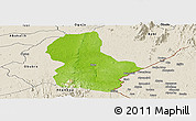 Physical Panoramic Map of Ikom, shaded relief outside