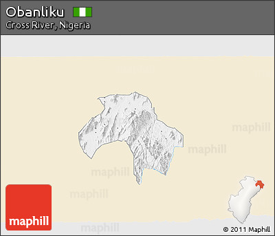 Classic Style 3D Map of Obanliku, single color outside