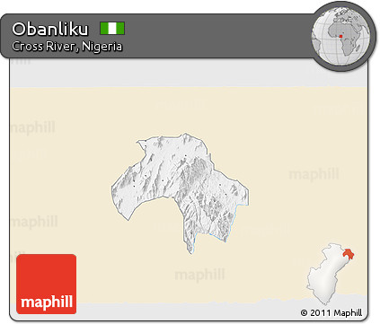 Classic Style 3D Map of Obanliku, single color outside
