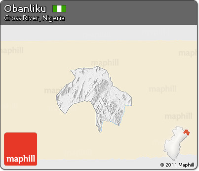 Classic Style 3D Map of Obanliku, single color outside