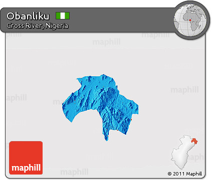Political 3D Map of Obanliku, cropped outside