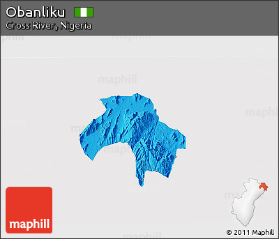 Political 3D Map of Obanliku, cropped outside