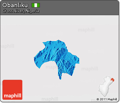 Political 3D Map of Obanliku, cropped outside