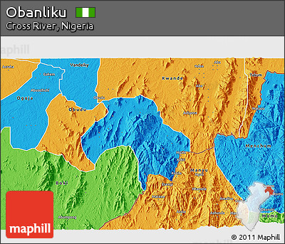 Political 3D Map of Obanliku