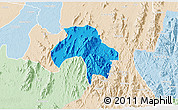 Political 3D Map of Obanliku, lighten