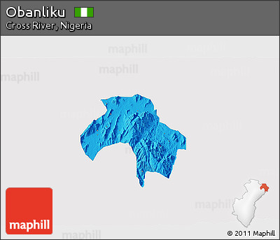 Political 3D Map of Obanliku, single color outside