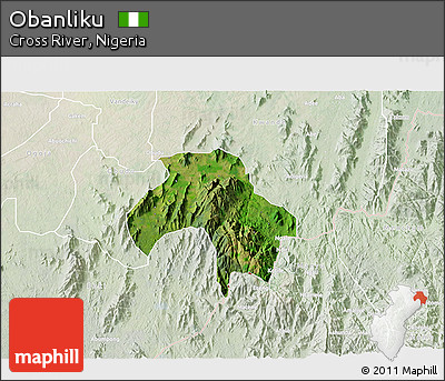 Satellite 3D Map of Obanliku, lighten