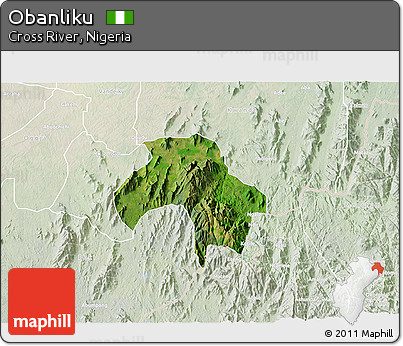 Satellite 3D Map of Obanliku, lighten