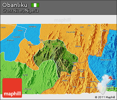 Satellite 3D Map of Obanliku, political outside